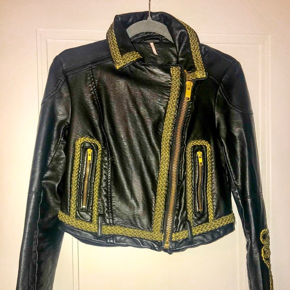 Free People Jackets & Blazers - Free People Faux embroidered Leather jacket